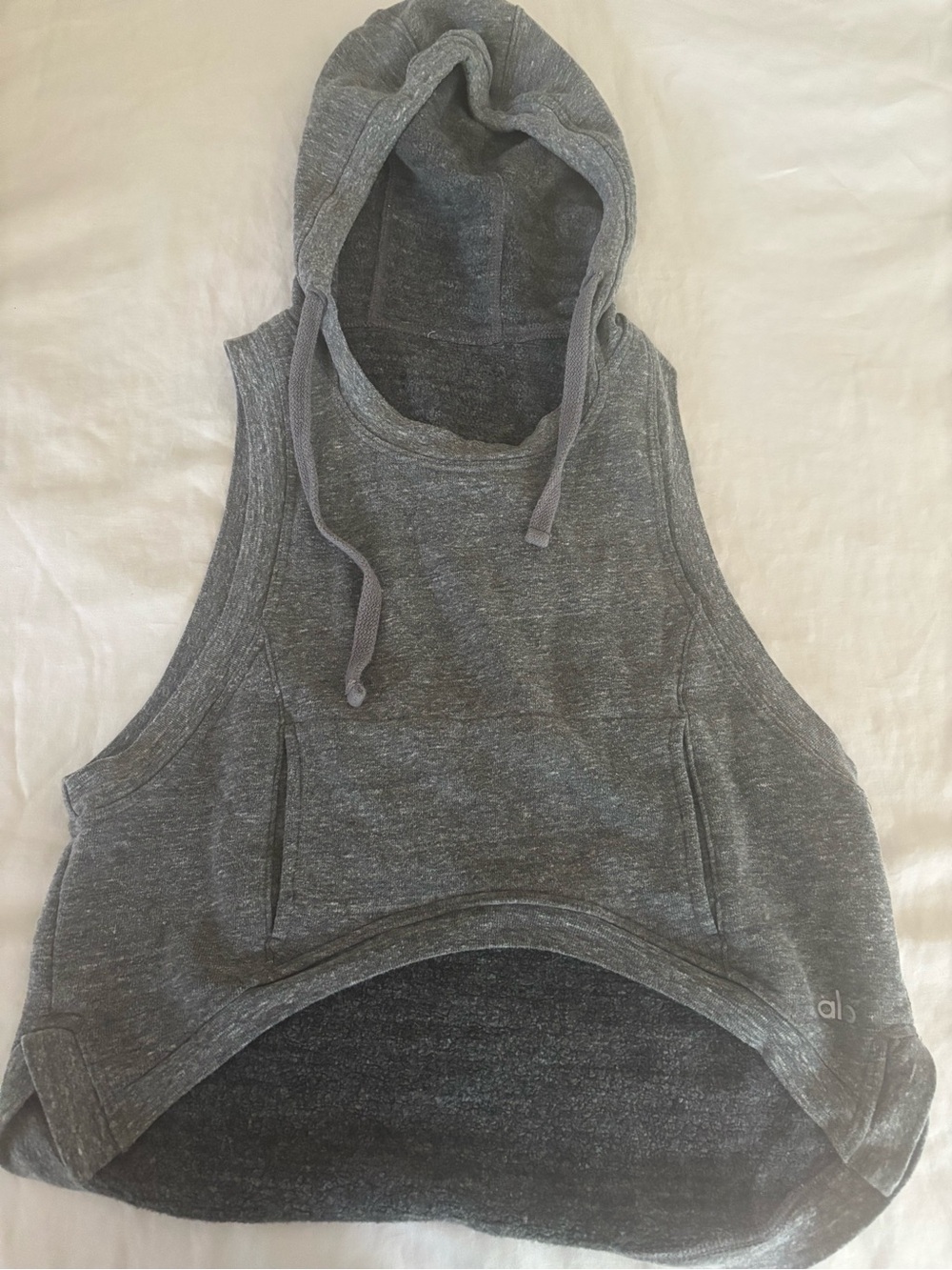 ALO Yoga Gray Sleeveless Hooded Pullover